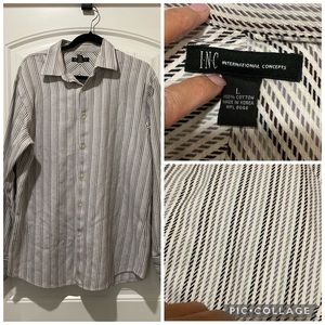 INC Int'l Concepts Striped Button-Down Shirt. Size Large